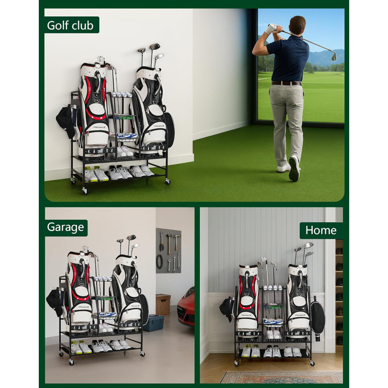 2-Bag Golf Storage Rack,Garage Organizer