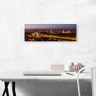 «Florence Italy at Night Skyline», reproduction de photo sur toile tendue