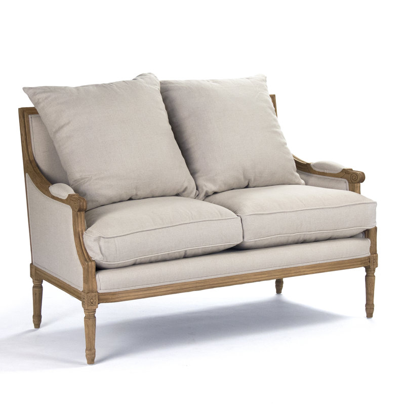 Bodil 48'' Velvet Loveseat, Gray Linen, Oak