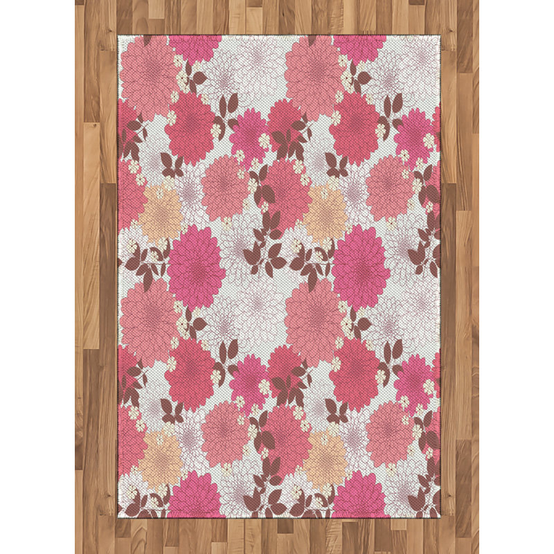 Tapis décoratif floral à haute densité en fibres de polyester, Rectangle— 4 pi x 5 pi 8 po