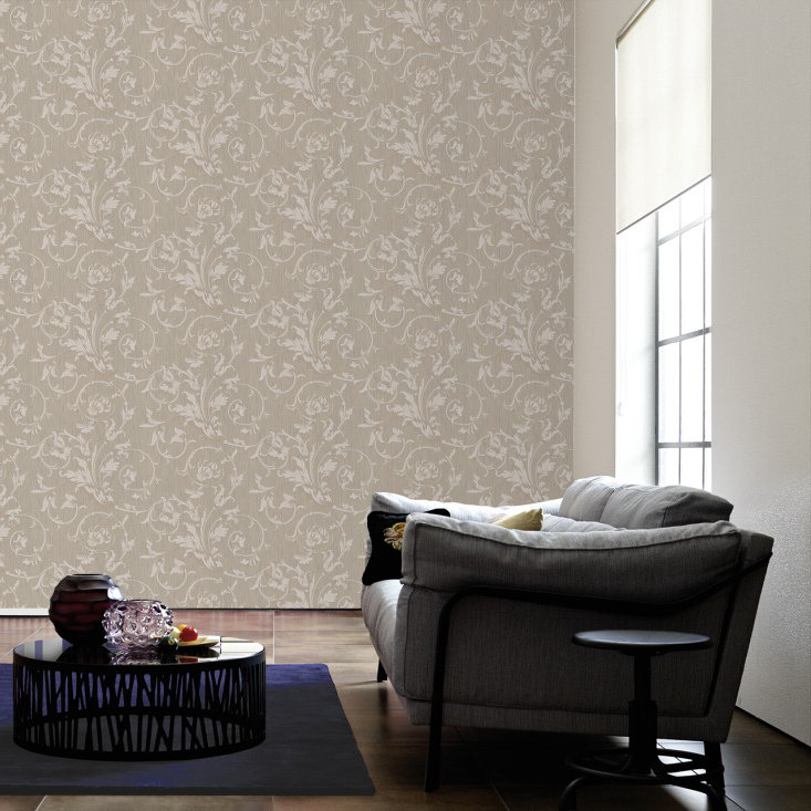 Tessuto 10.05m x 53cm Wallpaper, Beige and cream