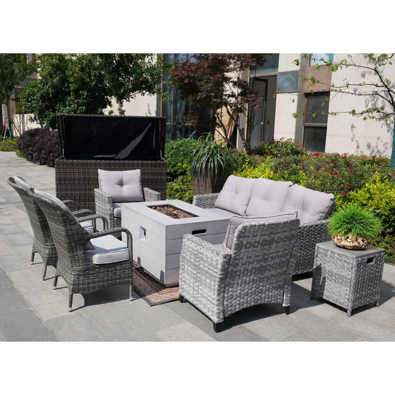 7 - Person Patio Conversation Set with Cushions