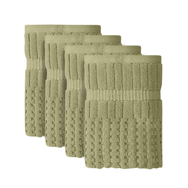 Ensemble de 4 serviettes Willow - 100% coton peigné, qualité supérieure 630 g / m², vert, ultra doux et très absorbant (4 serviettes à main)