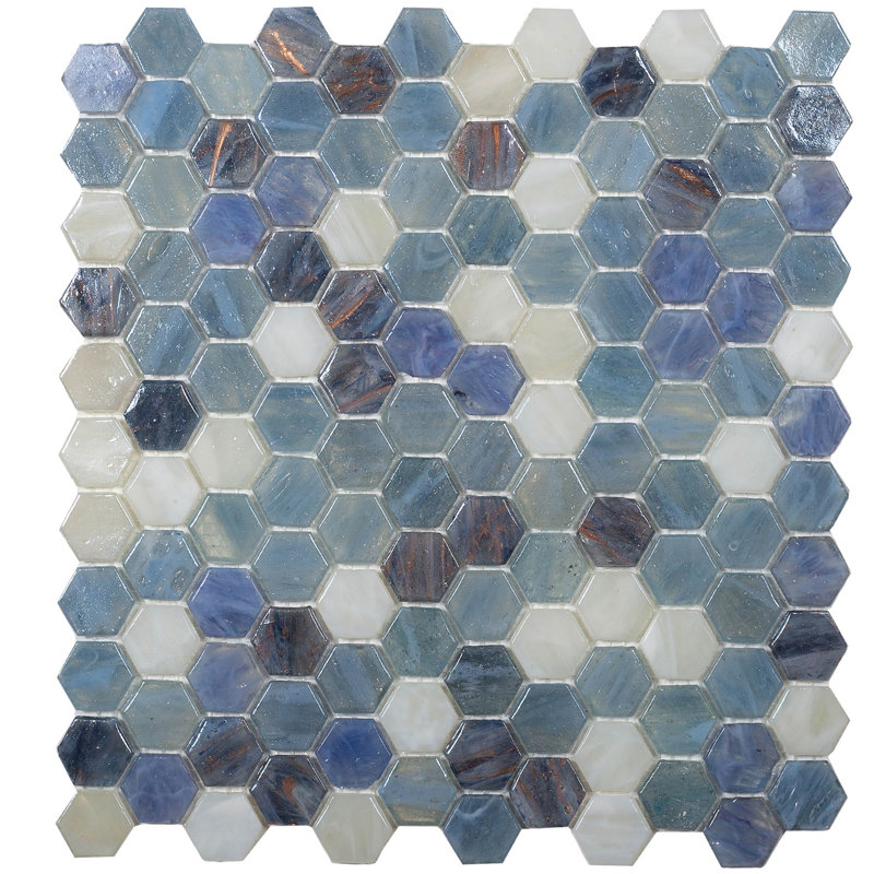 11.5" x 10.8" Apollo Tile White and Sky Blue Hexagon Mosaic Backsplash Tile - 10.8" x 11.5" sheet for Kitchen, Bathroom, Flooring (10-Pack)