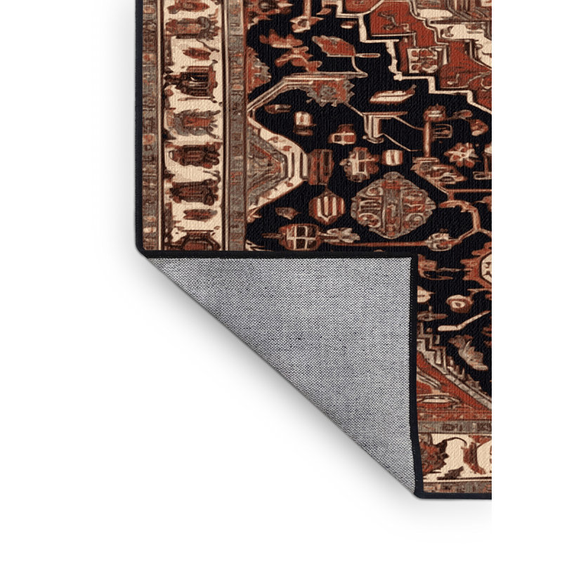 Tapis brun lavable à la machine, Rond 5 pi