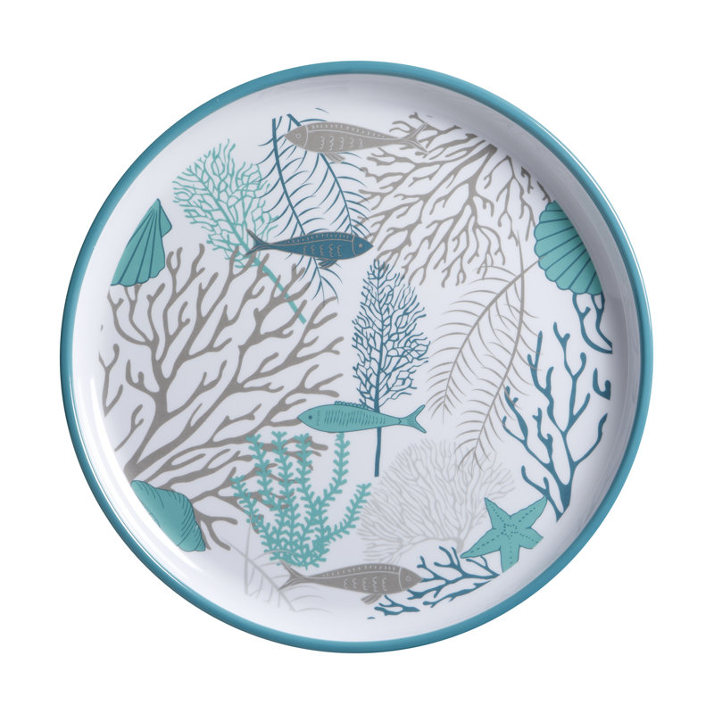 Coastal Blue and White Melamine Dinnerware Set for 6