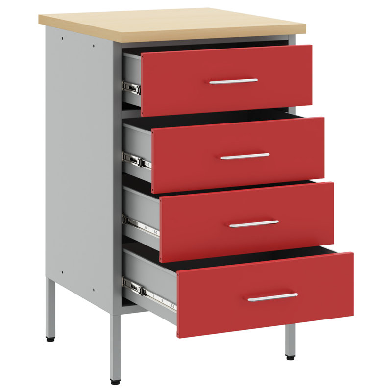 Steel Compact Cabinet Rectangular, Red