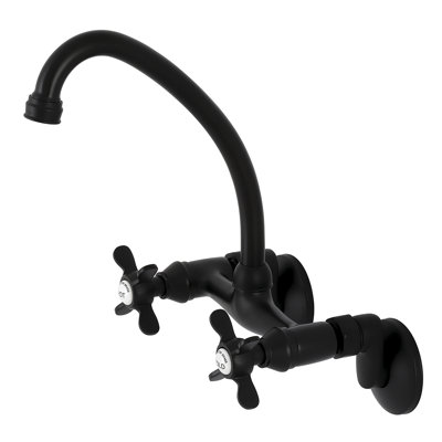 Kingston Brass Essex Double-Handle 2-Hole Wall-Mount Bridge Kitchen Faucet