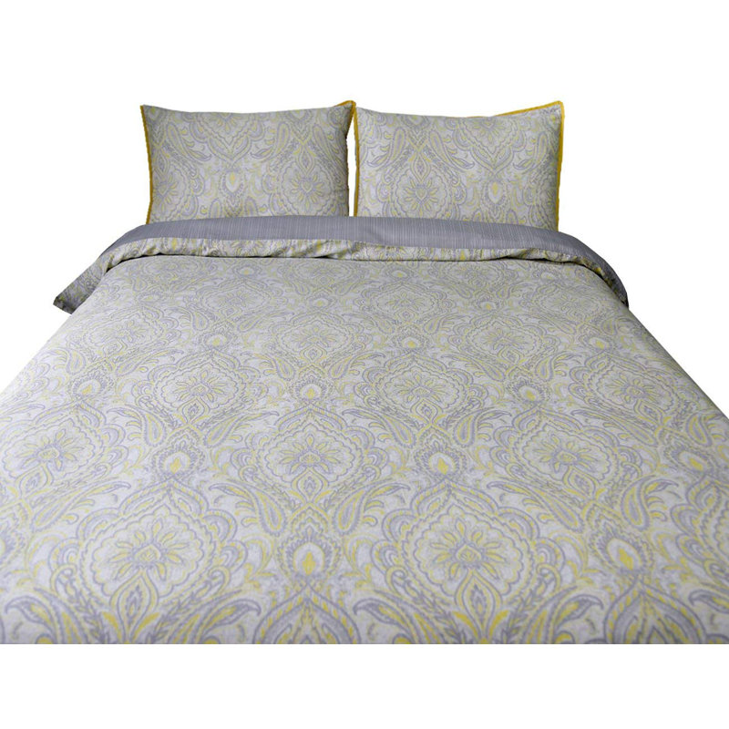  Ensemble de housse de couette réversible en satin de coton