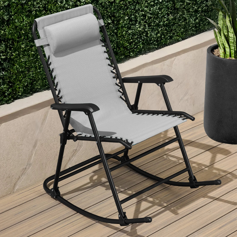 Outdoor Rocking Lounge Chair, Ice Gray