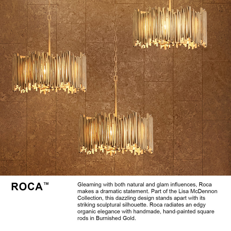 Roca 20" Three-Light Hand-Painted Modern Chandelier by Lisa McDennon