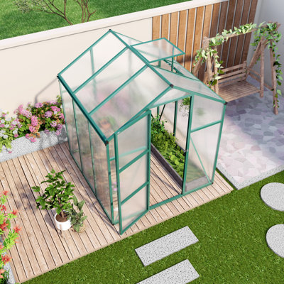Nouvellement commercialisé: serre surélevée en aluminium à hauteur de gain de 6 pi x 6 pi, serre surélevée en polycarbonate et ancrage en aluminium pour serre extérieure robuste en toute saison