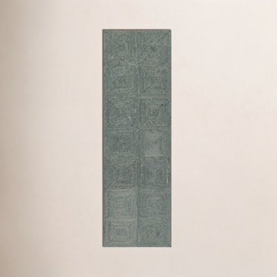 Mykonos Blue Hand-Woven Geometric Jute Rug