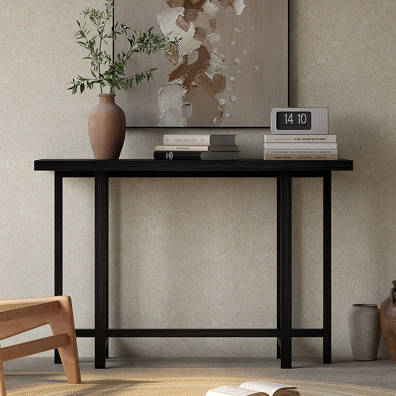 Retro simple rectangular household console table, Black