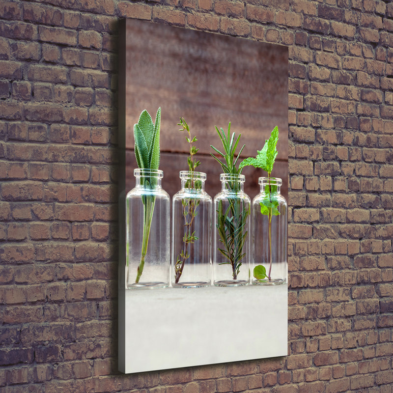 Herbs In Jars - Wrapped Canvas Print