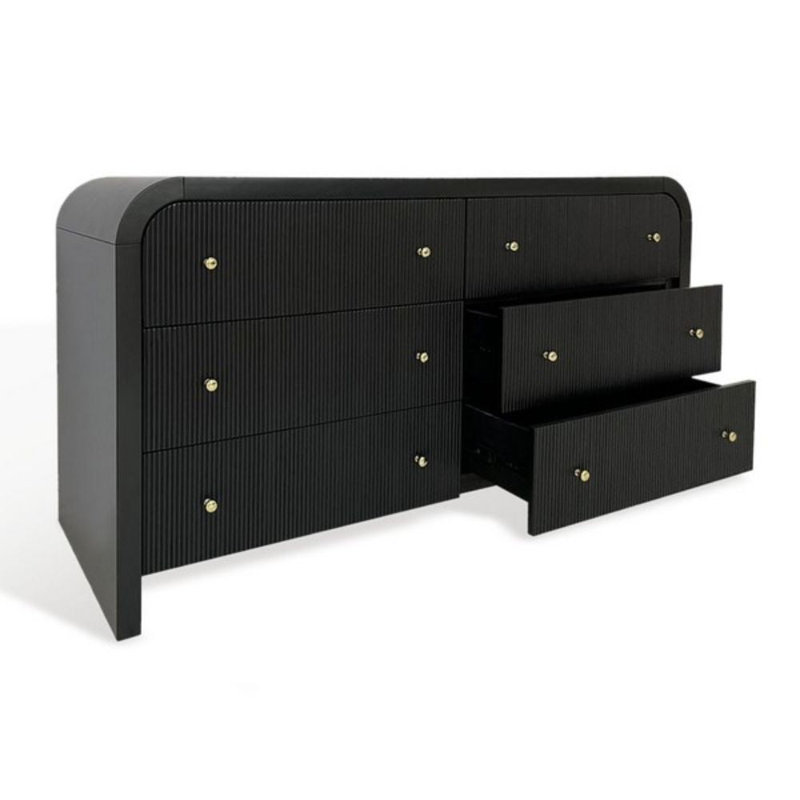 Commode à six tiroirs, Noir