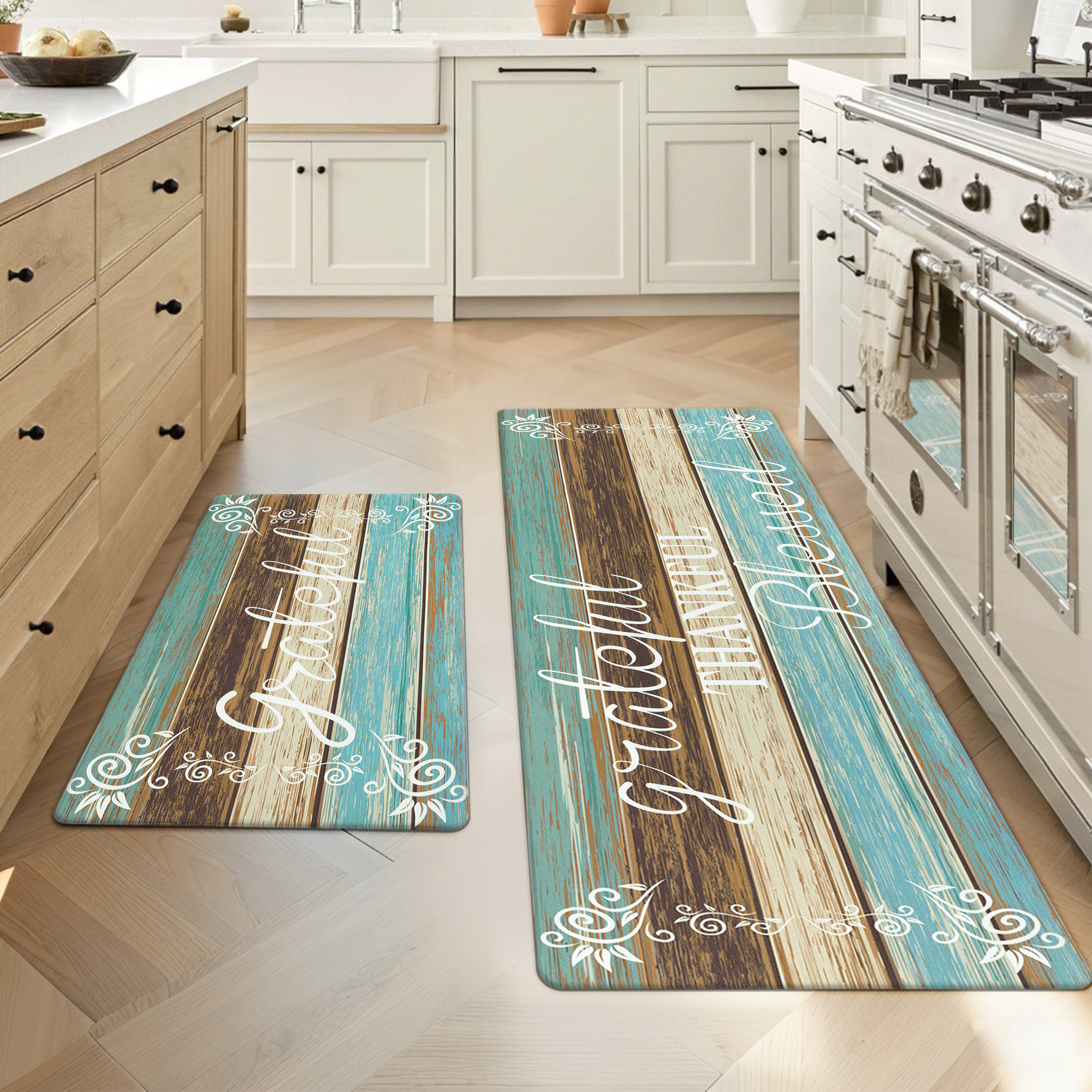 HEBE Tapis de cuisine rustique pour sol, anti-fatigue, antidérapant