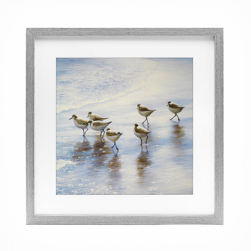 Sand Dancers on Shore, reproduction encadrée sous verre, conception de Bruce Nawrocke, H 16 po x l 16 po, Cadre de ferme gris