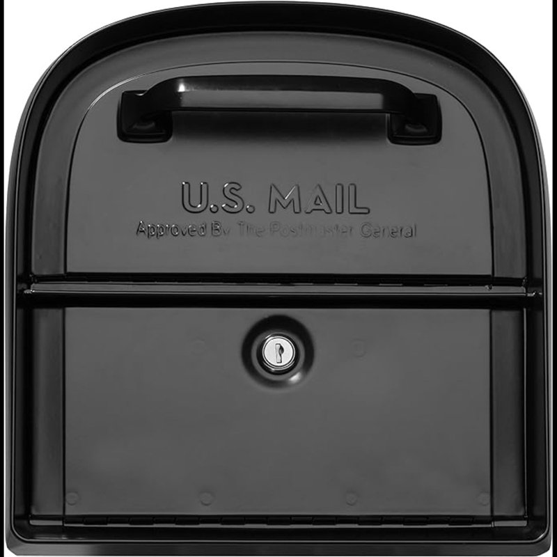 Large Black Steel Post Mount Locking Mailbox