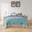 Greenland Home Fashions Audrey Turquoise 3-Piece Bedspread Set 120"x118" King Size Microfiber Jacobean Floral with 2 King Shams-1963694058-1963694063