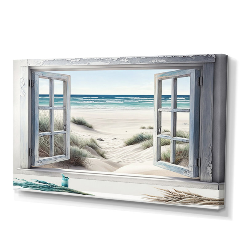 Window to the Beach III - Print on Canvas, 24" H x 32" W x 1" D, Wrapped Canvas