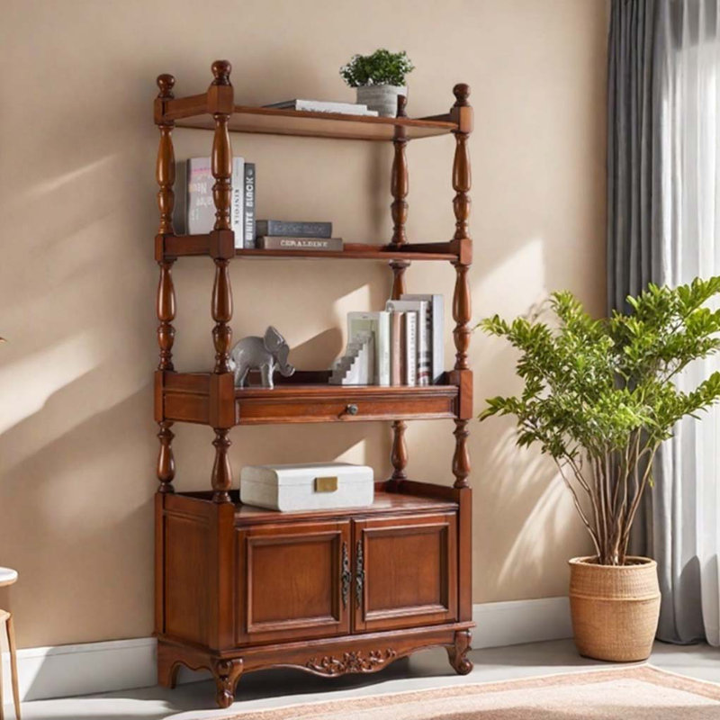 Bibliothèque vintage en bois massif