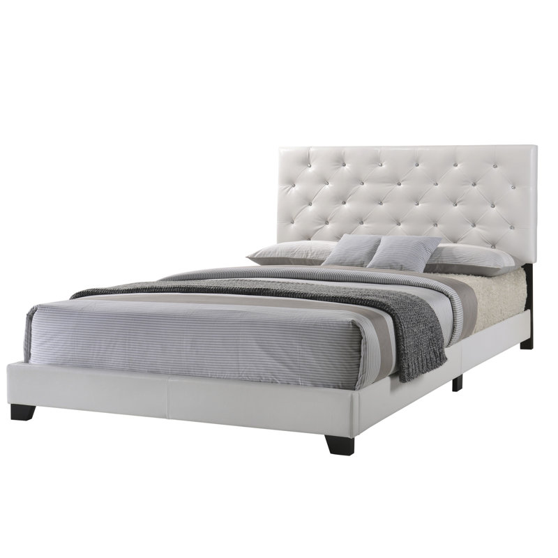 Gaozong Upholstered Standard Bed, White, Full