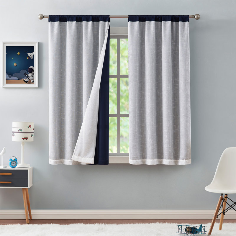 Rideau en polyester , L 38 po x L 63 po, Bleu marine