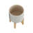 Planter on Stand Ceramic Planter on Wooden Base Contemporary Rustic Striped Design-213335349-213335350