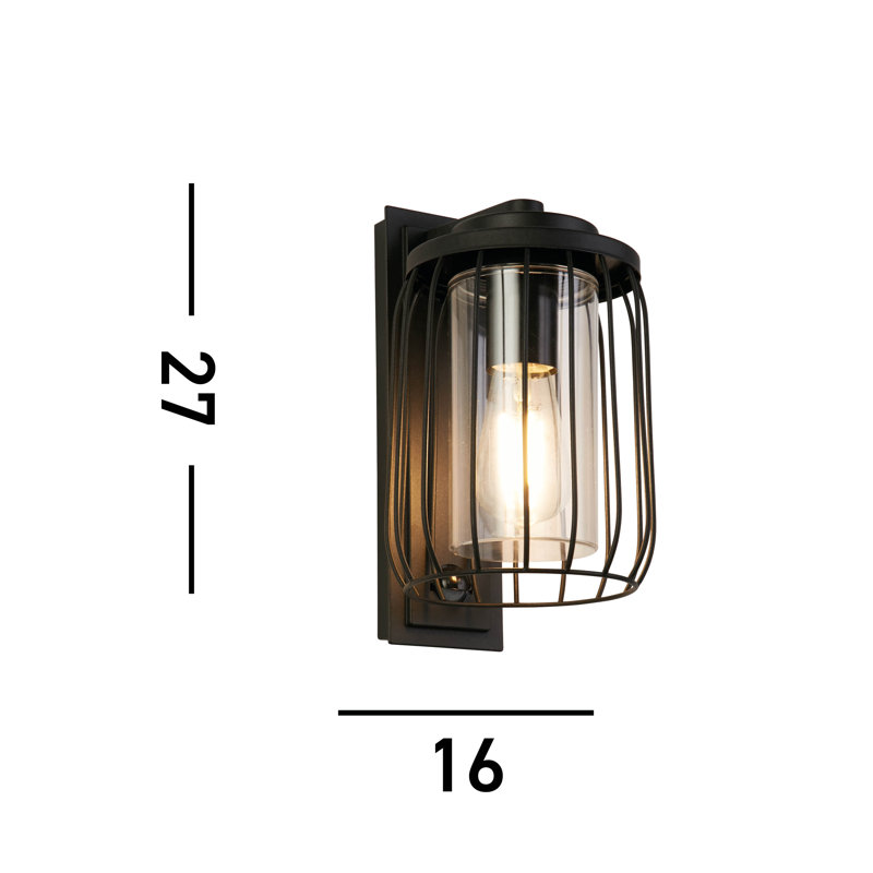 Akhira Black 27.2cm H Outdoor Sconce