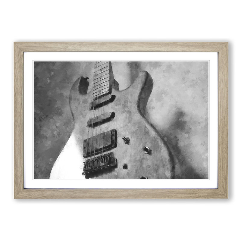 Electric Guitar Vol.2 - Picture Frame Graphic Art, 27cm H x 36cm W x 2cm D, Oak Framed