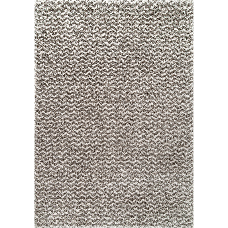 Tapis gris foncé à chevrons Sherer, Rectangle 7 pi 6 po x 9 pi 6 po