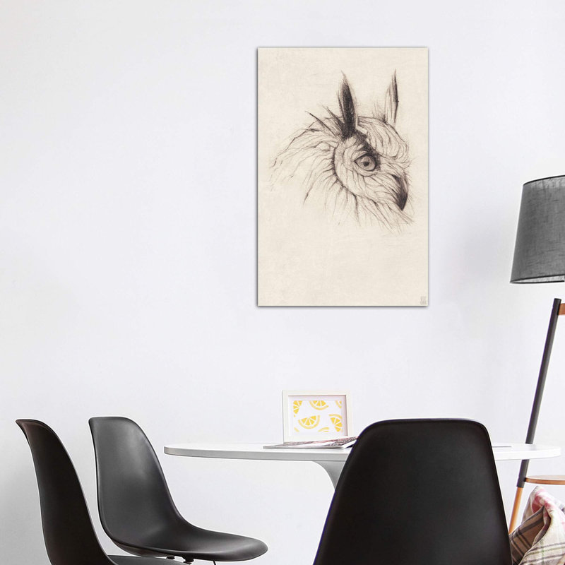 «Owl II» par Mike Koubou - impression d'art graphique, H 48 po x l 32 po x P 1,5 po, Toile tendue