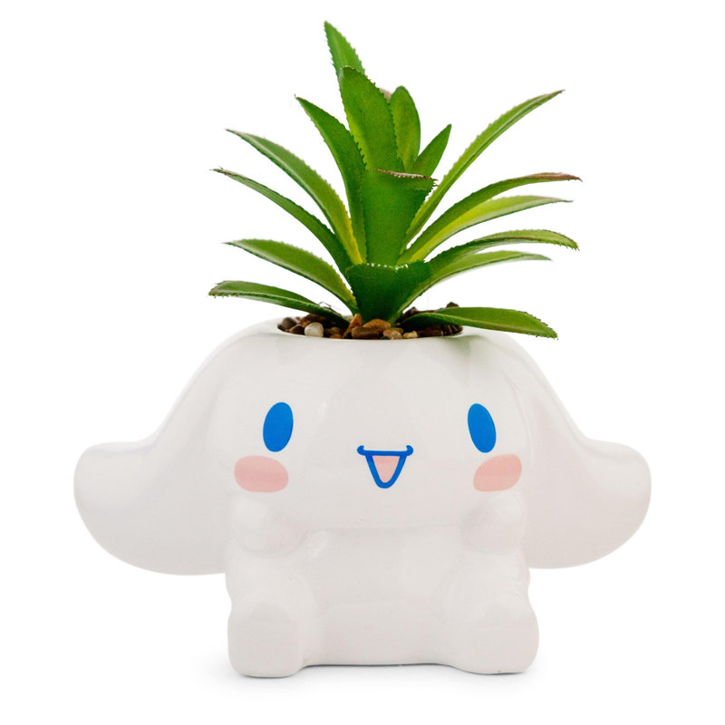 Mini pot à fleurs en céramique Sanucci Cinnamoroll avec plante grasse artificielle