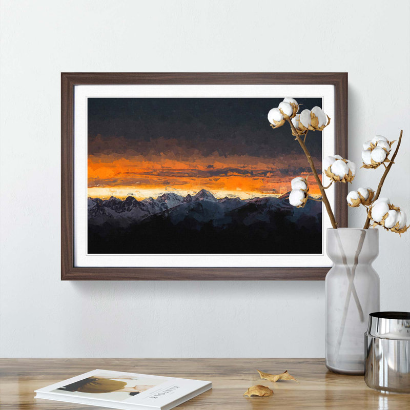 Monte Due Mani Mountain - Picture Frame Graphic Art Print, 62cm H x 87cm W x 2cm D, Walnut Framed