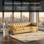 Canapé Chesterfield à accoudoirs roulés de 84,65 po, canapé en cuir de polyuréthane 3 places avec capitonnage à boutons profonds, canapé de salon classique avec structure robuste, imperméable et résistant aux taches-132685754