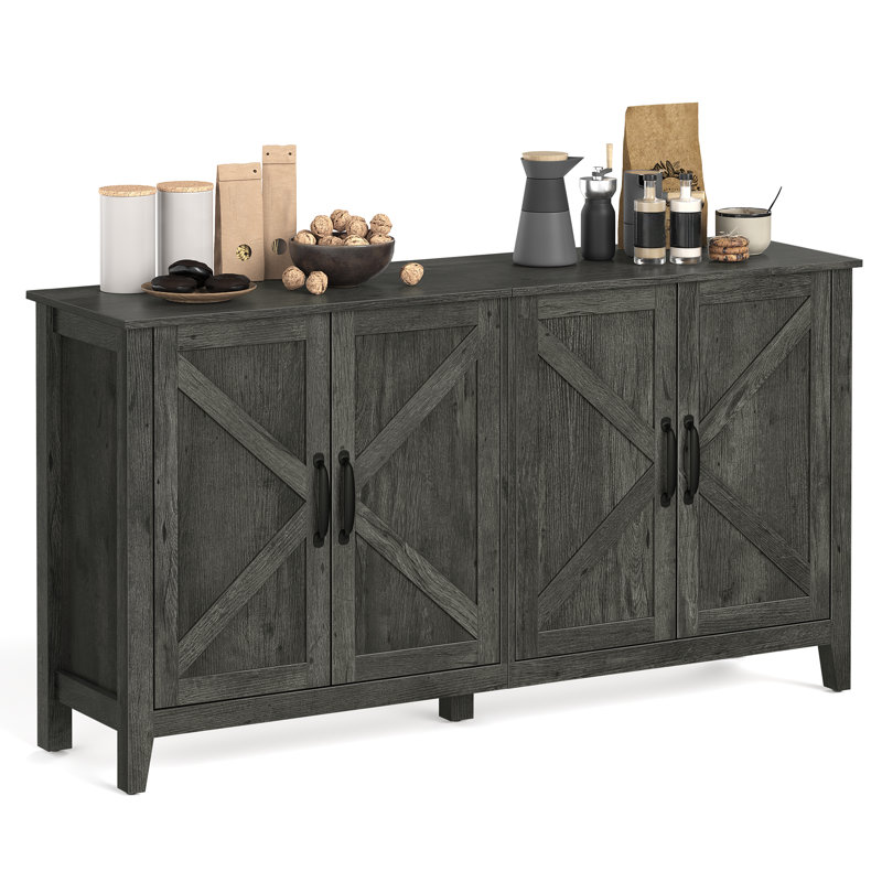 Buffet, armoire de rangement et buffet 59 po., Gris anthracite