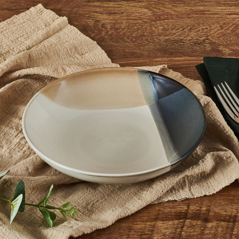 Caden 8-Inch Ceramic Geometric Pasta Bowls, Set of 4