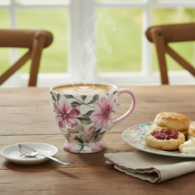 Tasse à pied en céramique Marlee - Ensemble de 2