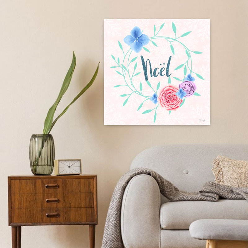 Pastel Noel Wreath, art contemporain, H 24 po x l 24 po