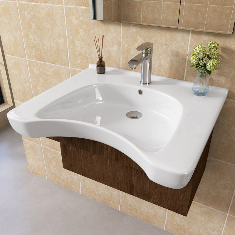 Lavabo en forme de U de 25,4 po x 21,6 po ADA accessible en fauteuil roulant avec système de support triangulaire renforcé