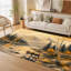 1 tapis imprimé artistique représentant un paysage de montagne, d'élans et de forêt, idéal pour la décoration intérieure-786804292