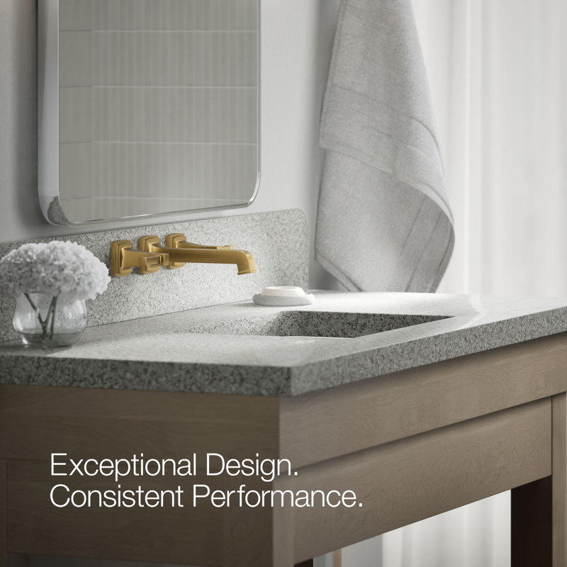 Riff Wall-Mount Bathroom Sink Faucet Trim, Vibrant Brushed Moderne Brass