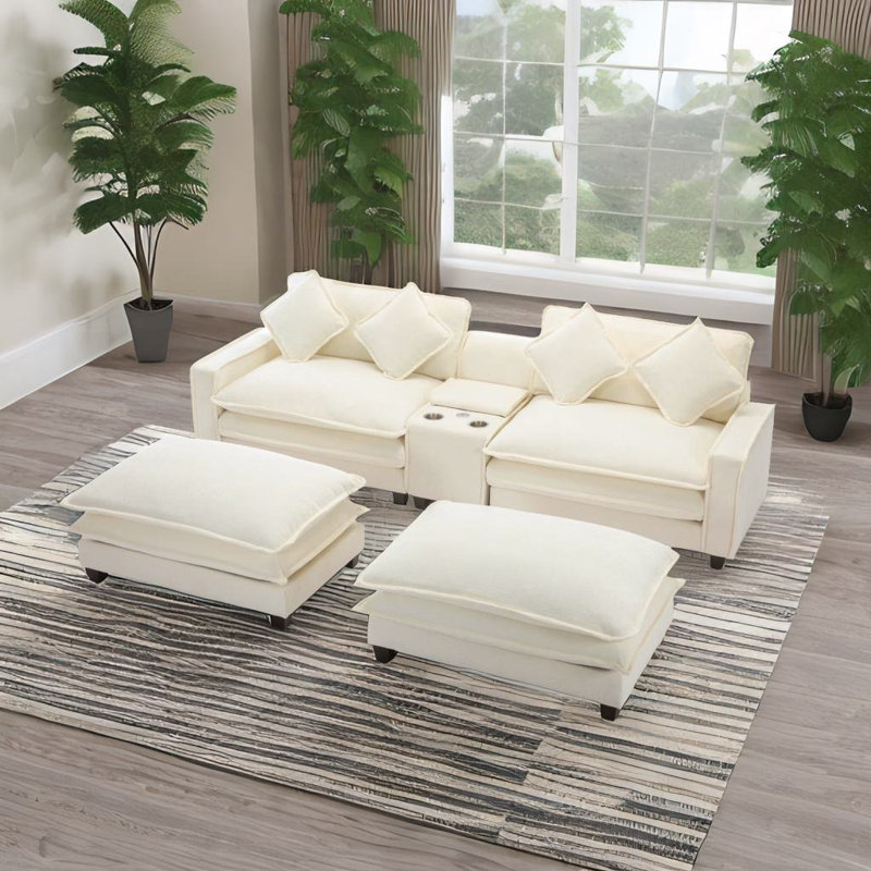 Canapé modulaire Kylend, Polyester beige
