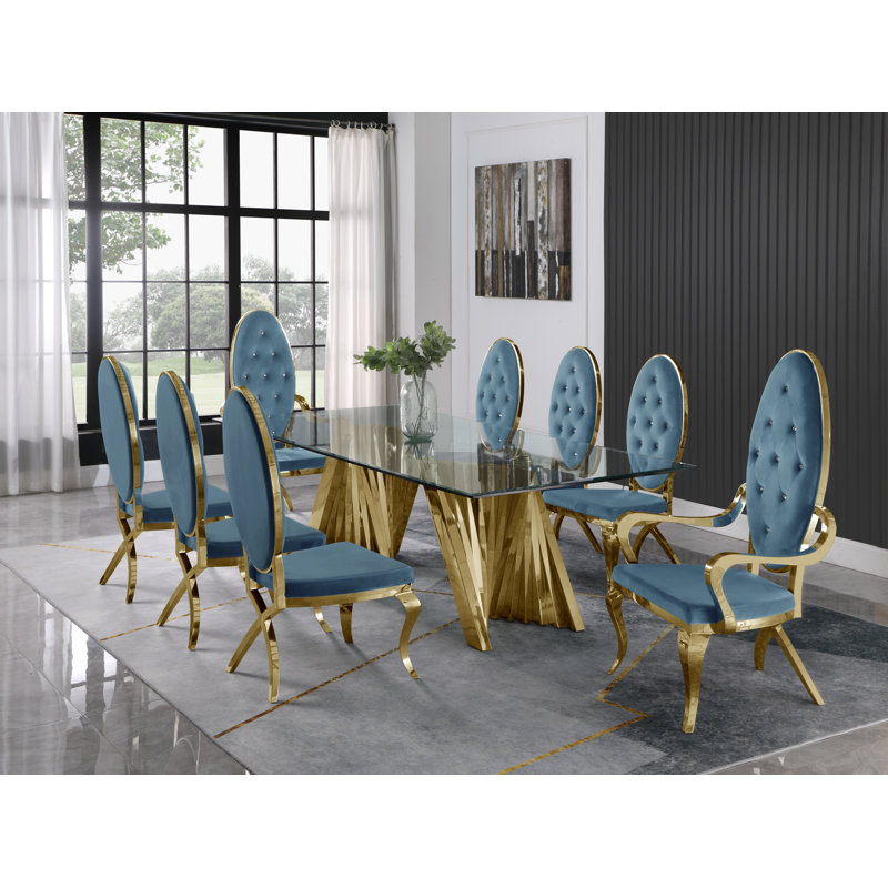 Ensemble repas, 7, Argent, Bleu sarcelle