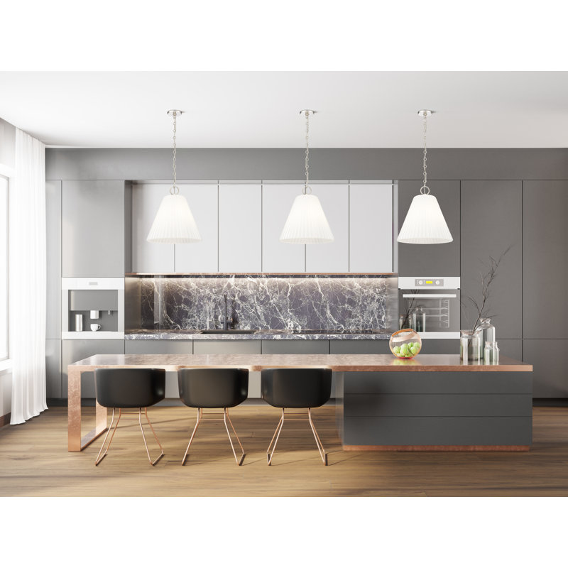 Nady 3 Light Pendant in Modern, Polished Nickel