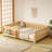 Full Low Platform Bed With Built-in Bookshelf Safety Guardrail, Full Size Solid Wood Montessori Bed Frame For Kids, Boys, Girls, Easy Assemble ( Full, Light Natural, Bookshelf )-716455598-716455596