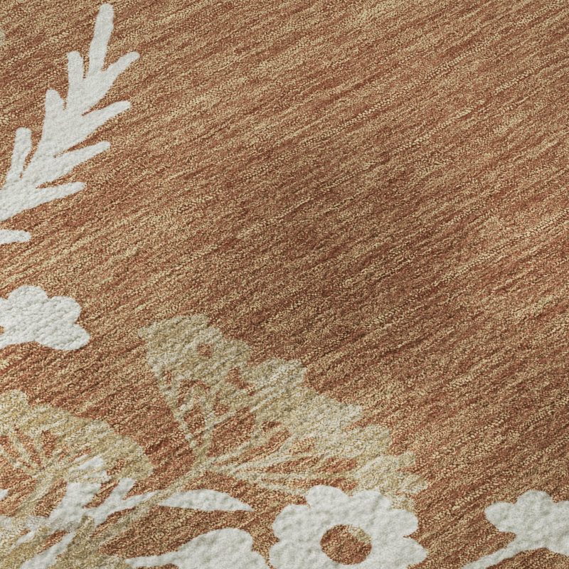 Tapis floral lavable à la machine de qualité supérieure Mayfield AMF2334, Paprika, 10' x 14'