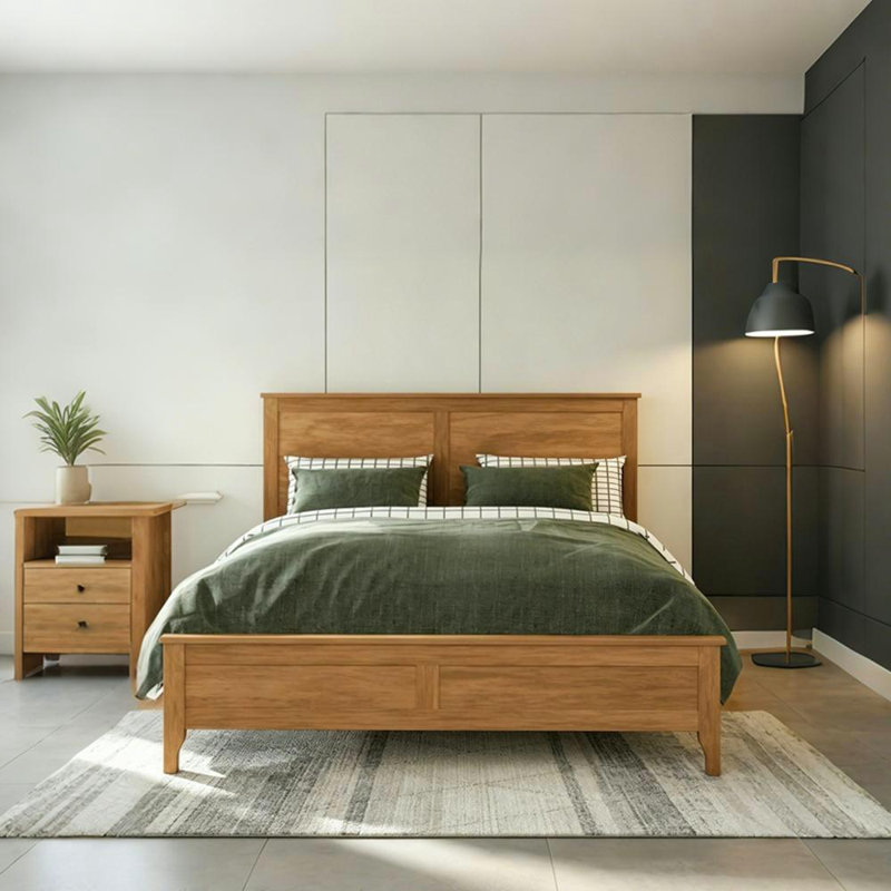 Structure de lit plateforme en bois de pin massif, aucun sommier requis, lit minimaliste moderne avec support à lattes, assemblage facile