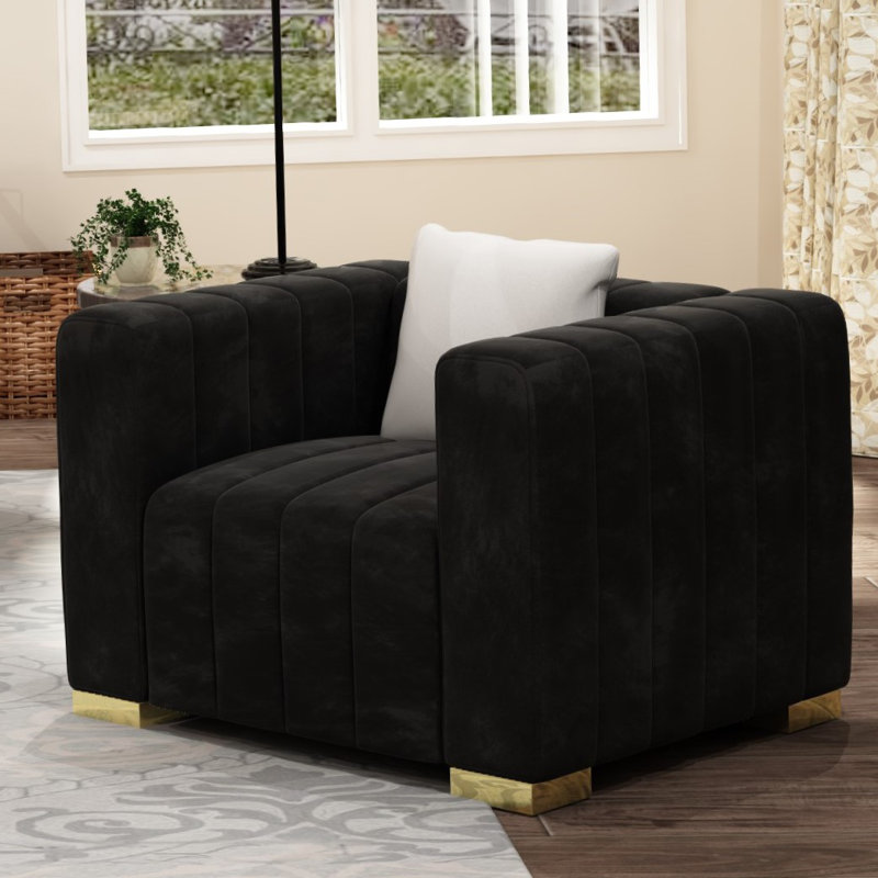Fauteuil d'appoint 35,4 po, Noir, Doré